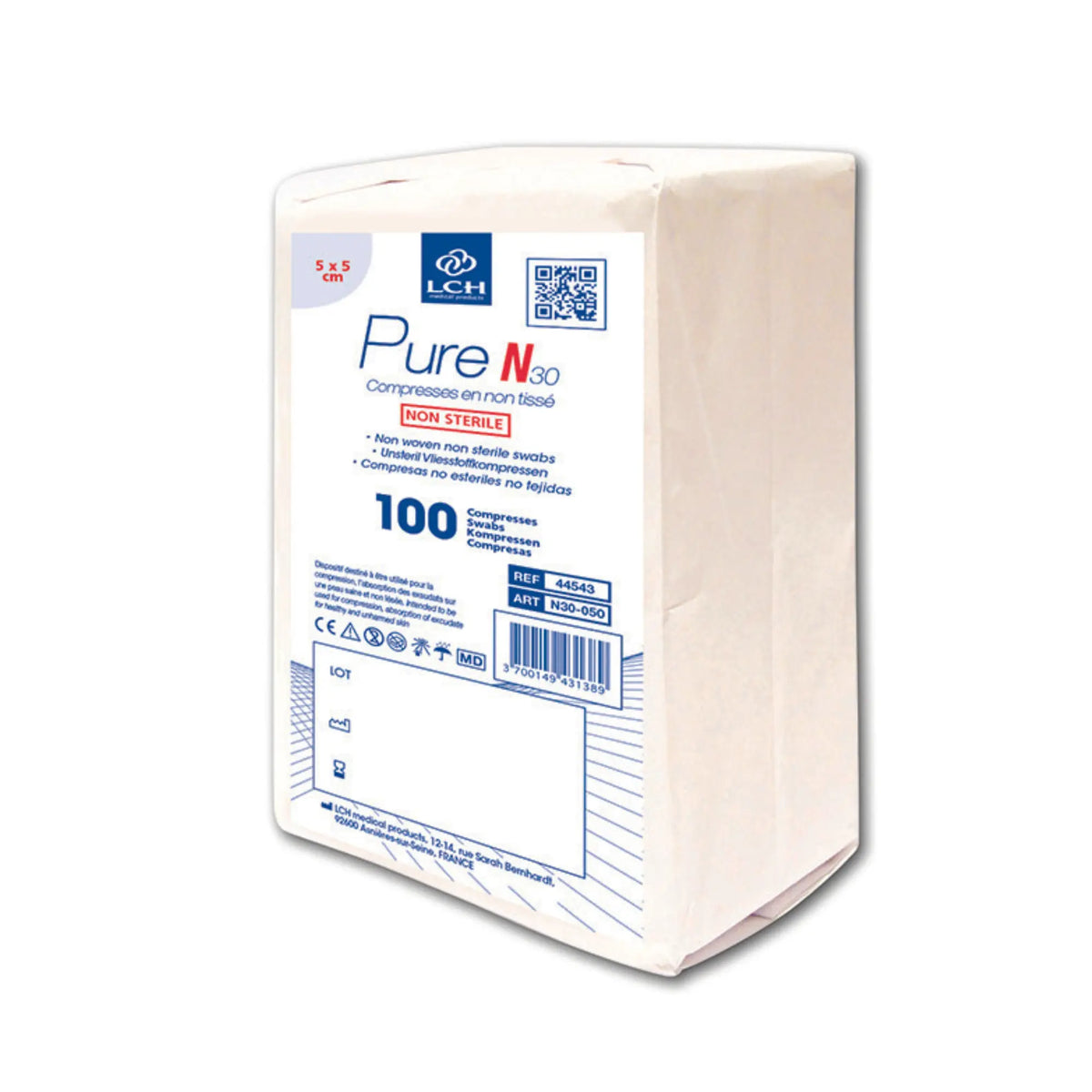 100 non-sterile non-woven compresses - LCH - Different sizes