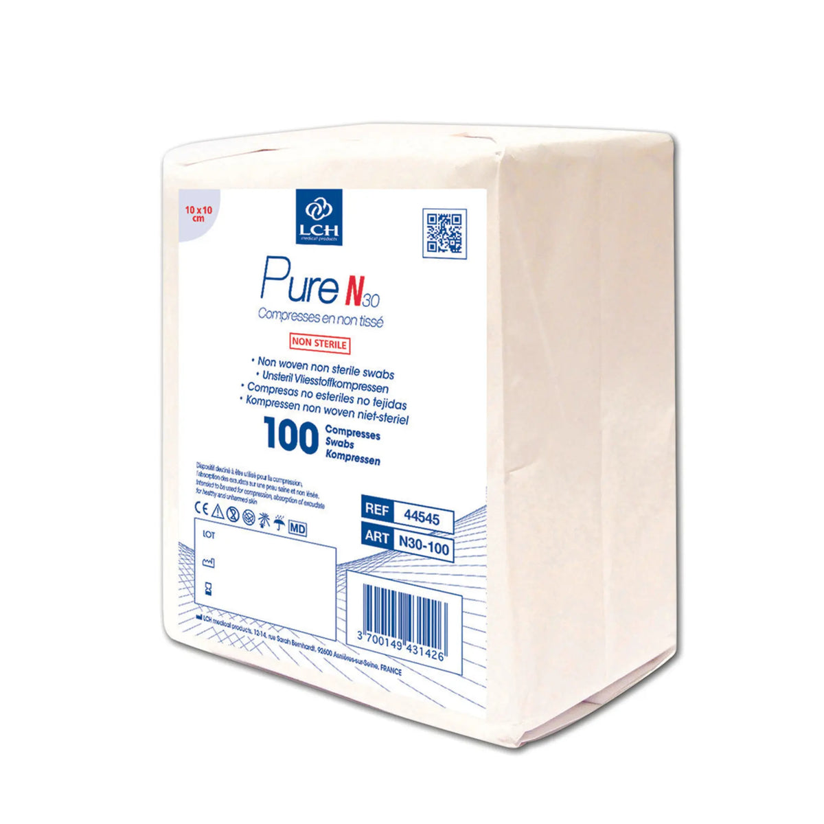 100 non-sterile non-woven compresses - LCH - Different sizes