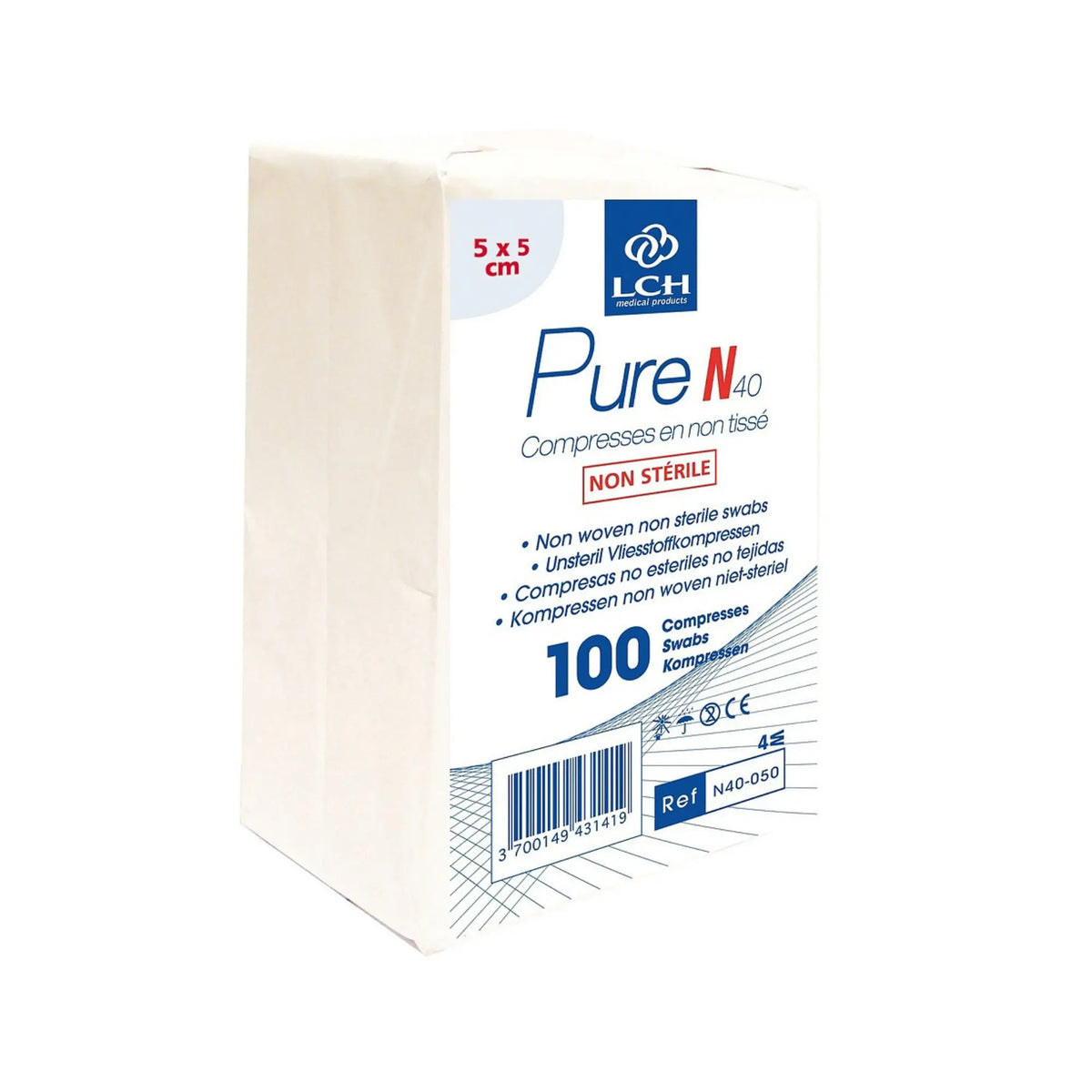 100 non-sterile non-woven compresses - LCH - Different sizes