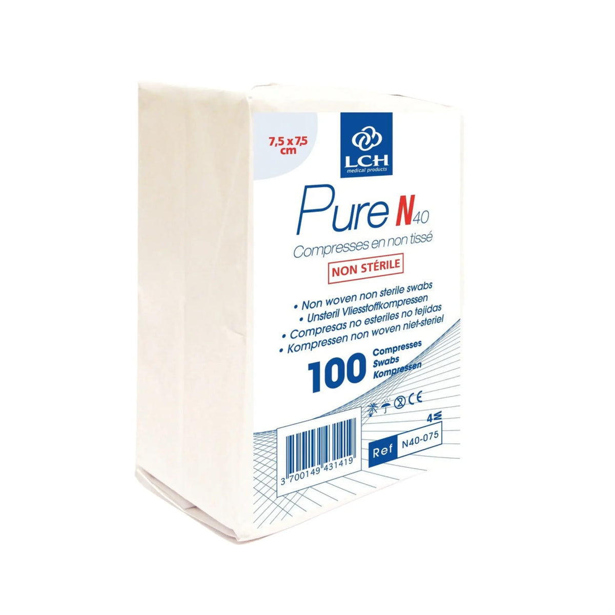 100 non-sterile non-woven compresses - LCH - Different sizes