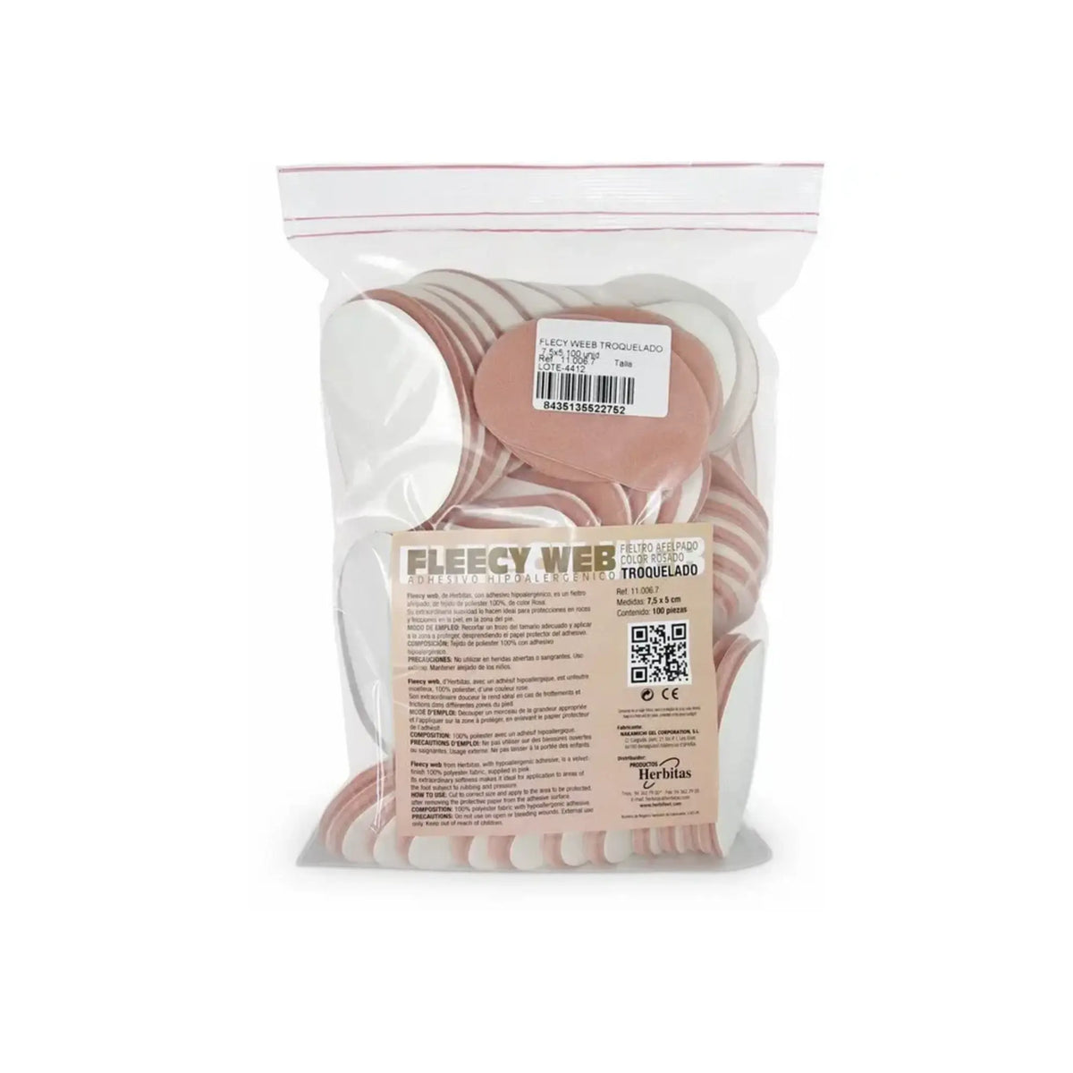 100 Plush Felts Hypoallergenic Adhesive Protectors - Fleecy Web Herbitas 
