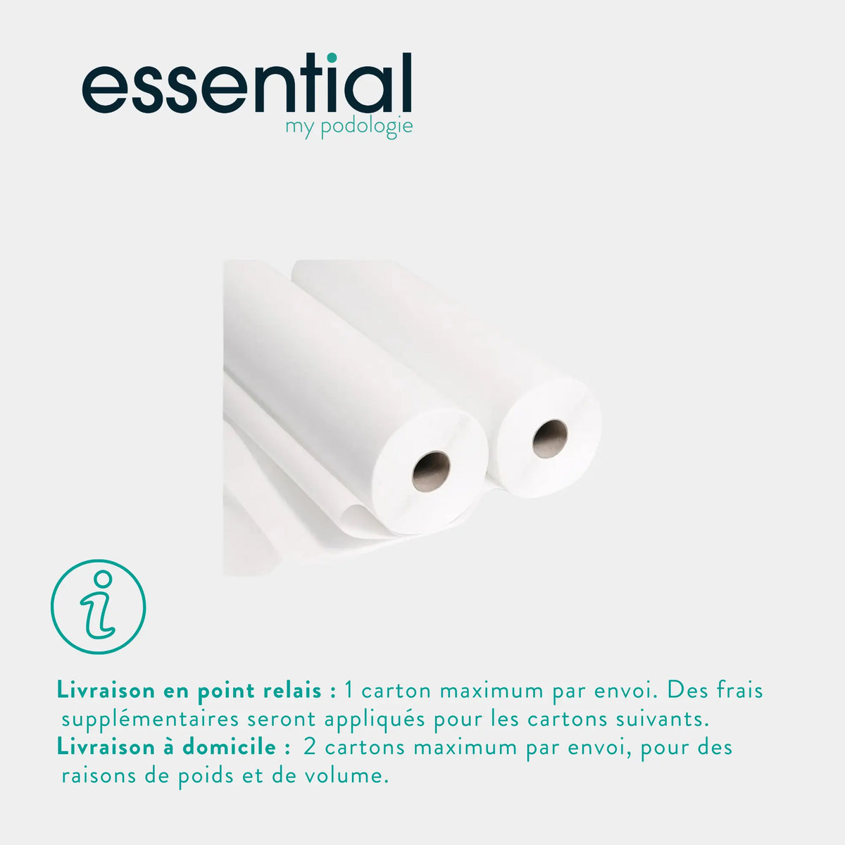 12 rolls White examination sheets - 150 sizes - 2 Essential smooth plies 