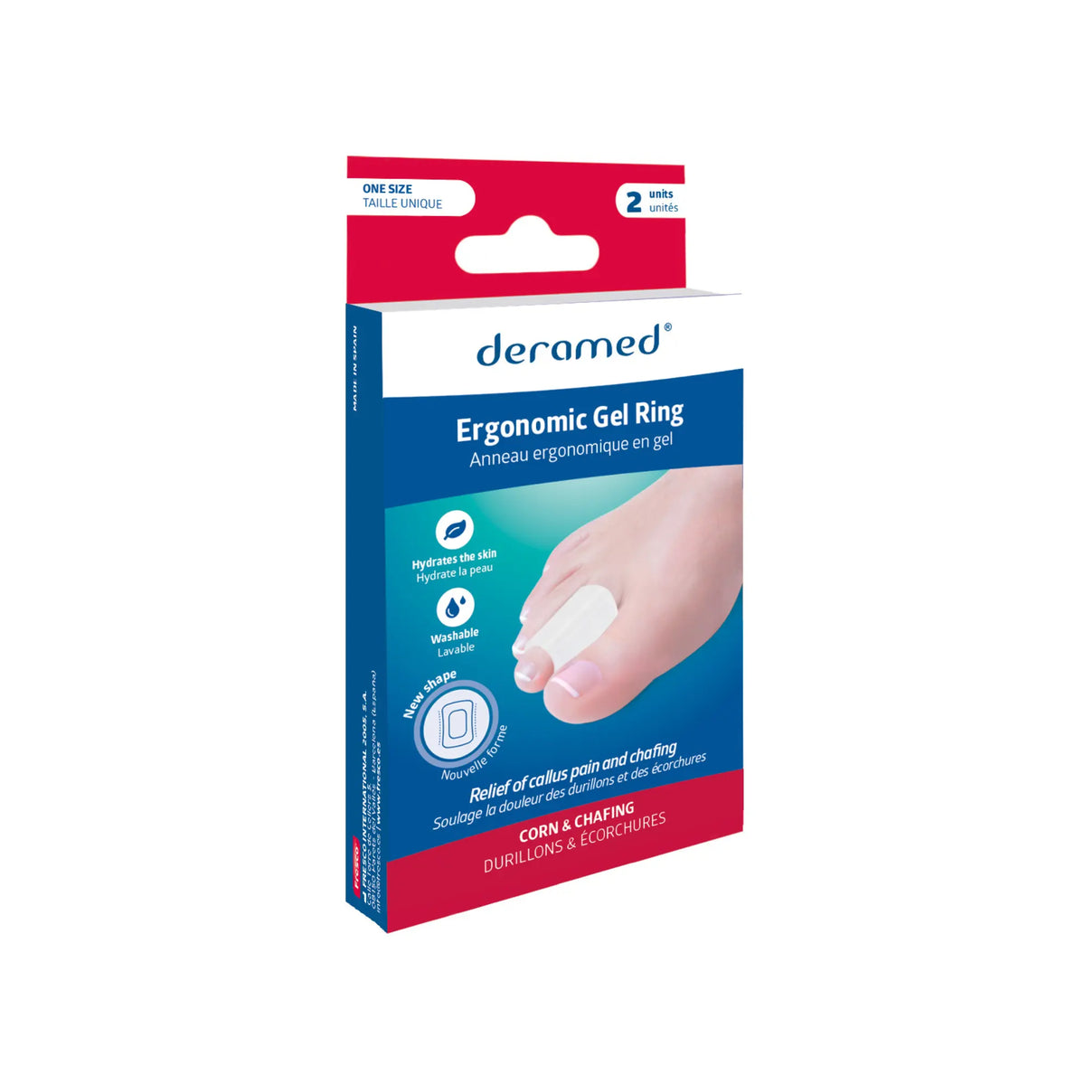 2 Ergonomic gel toe protection rings - one size - Deramed® Fresco Podologia 