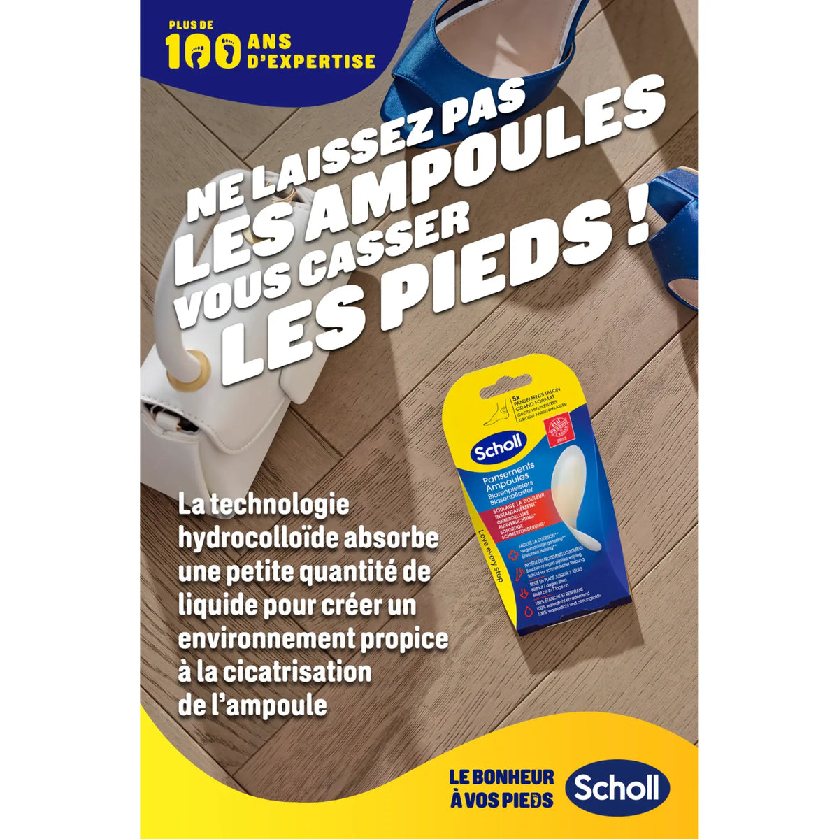 5 Pansements Hydrocolloïdes Talons - Grand Format pour Ampoules - Scholl Scholl 