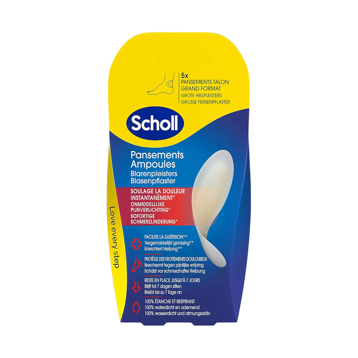 5 Hydrocolloid Heel Dressings - Large Format for Blisters - Scholl Scholl 