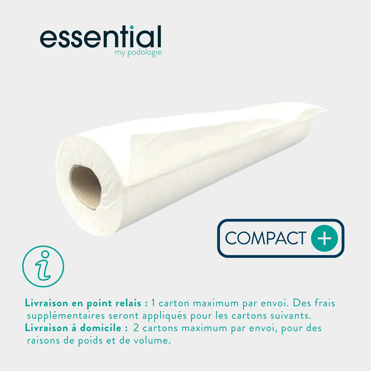 6 rolls White examination sheets - Compact - 300 sizes - 2 Essential smooth plies 