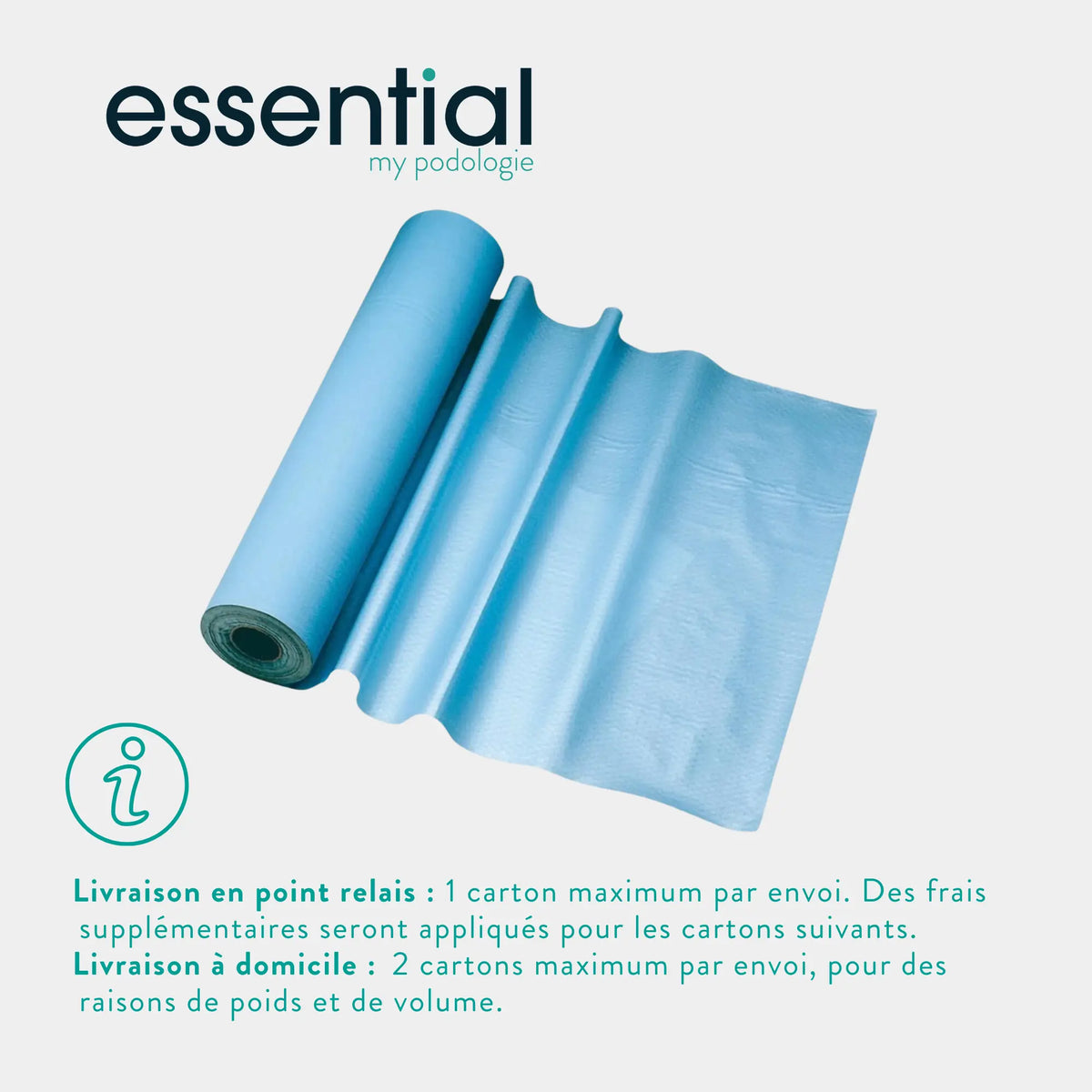 6 rolls of blue laminated examination sheets - 180 formats - 2 Essential embossed folds 