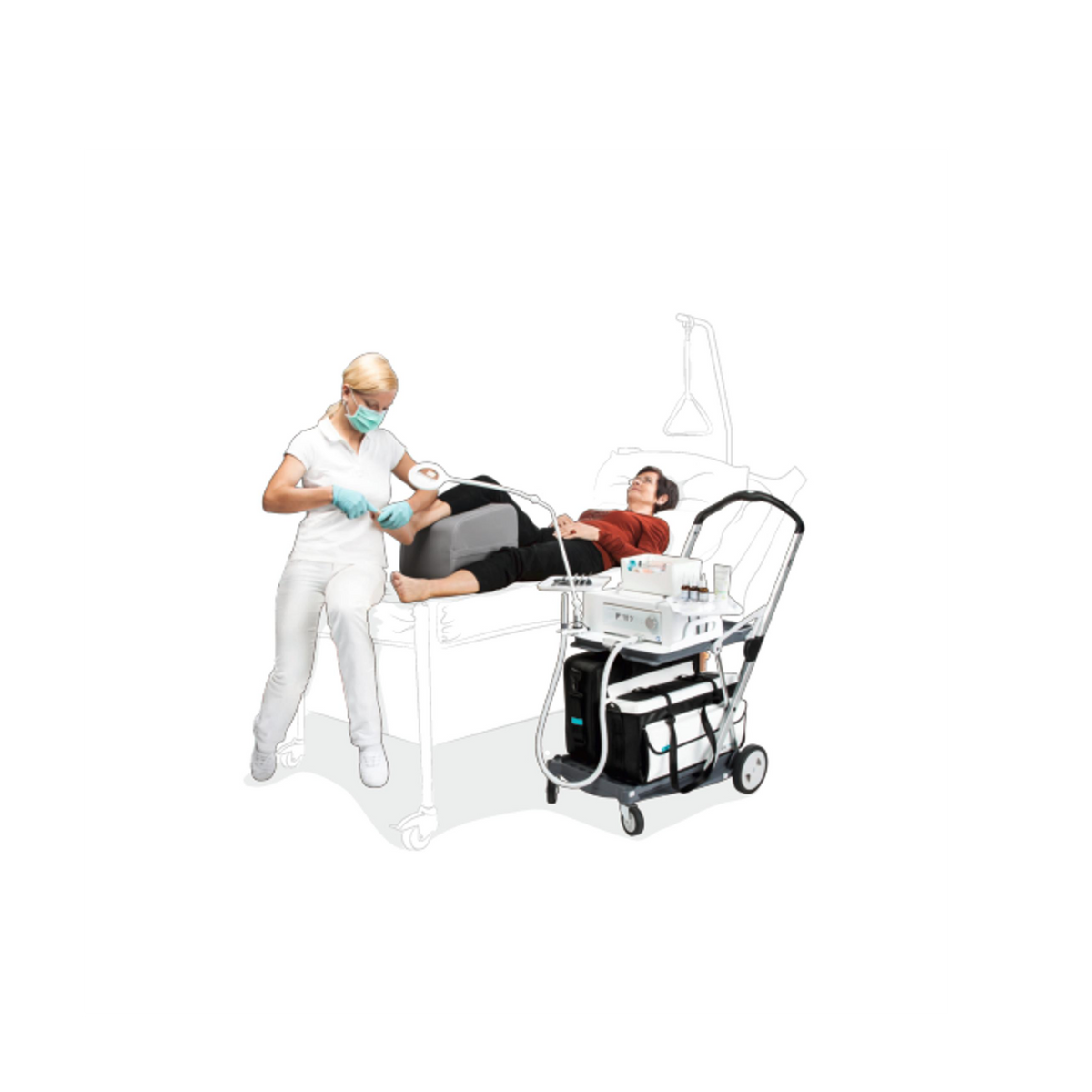 Foot lift cushion for care in a bed - Ruck