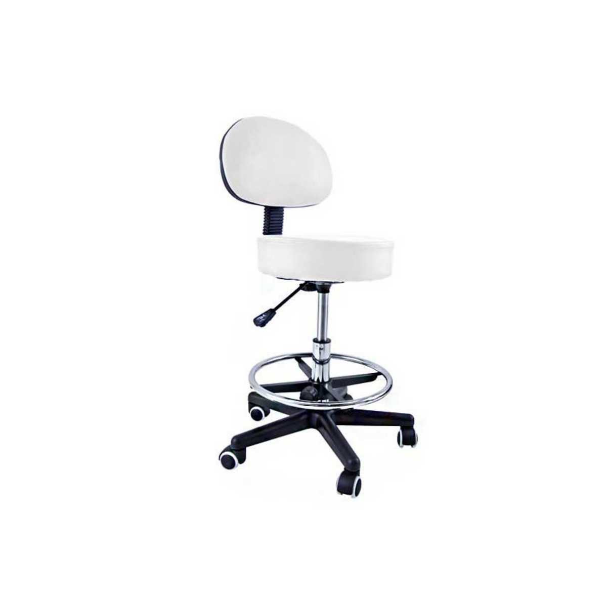 Stool with backrest and footrest chrome base - 8 colors