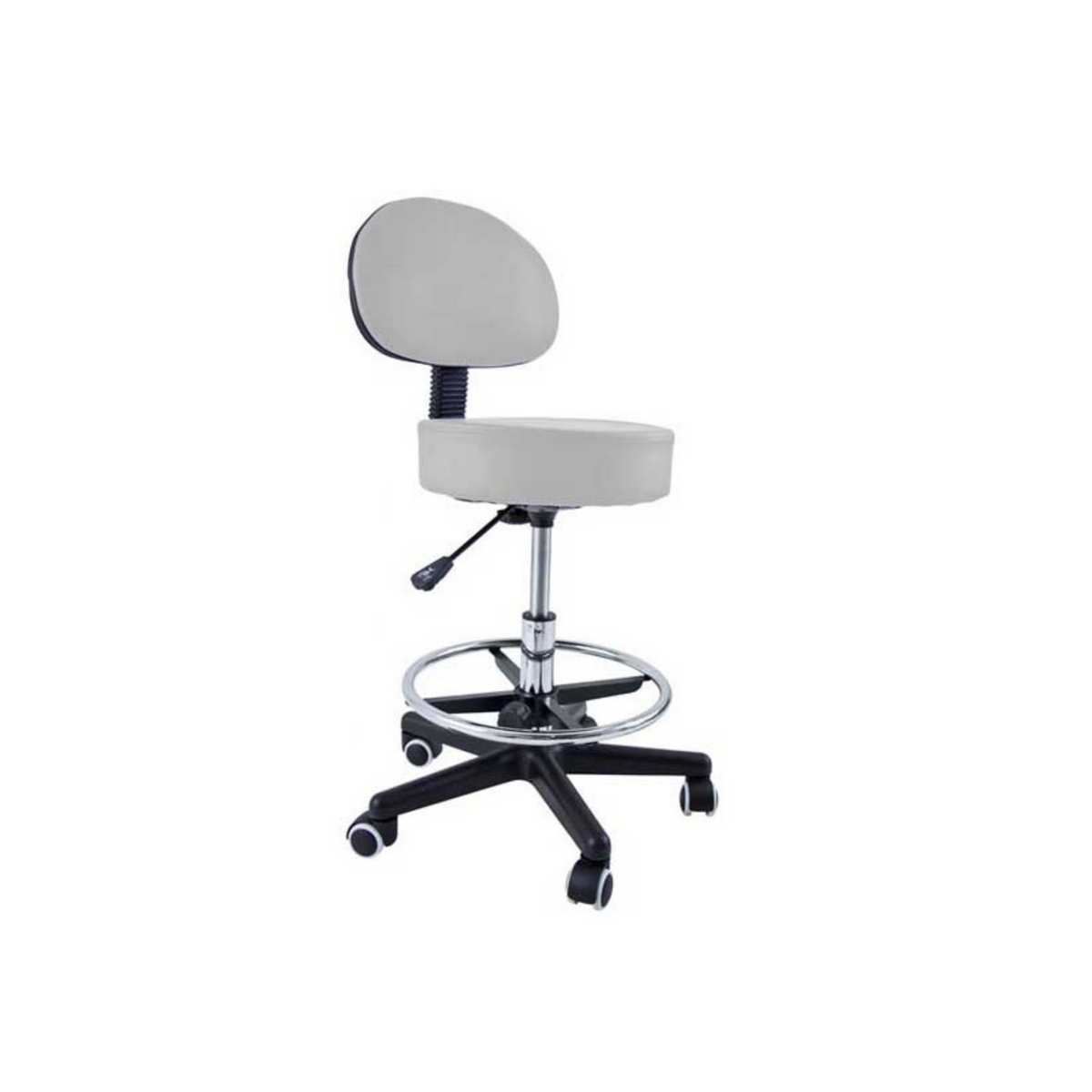 Stool with backrest and footrest chrome base - 8 colors