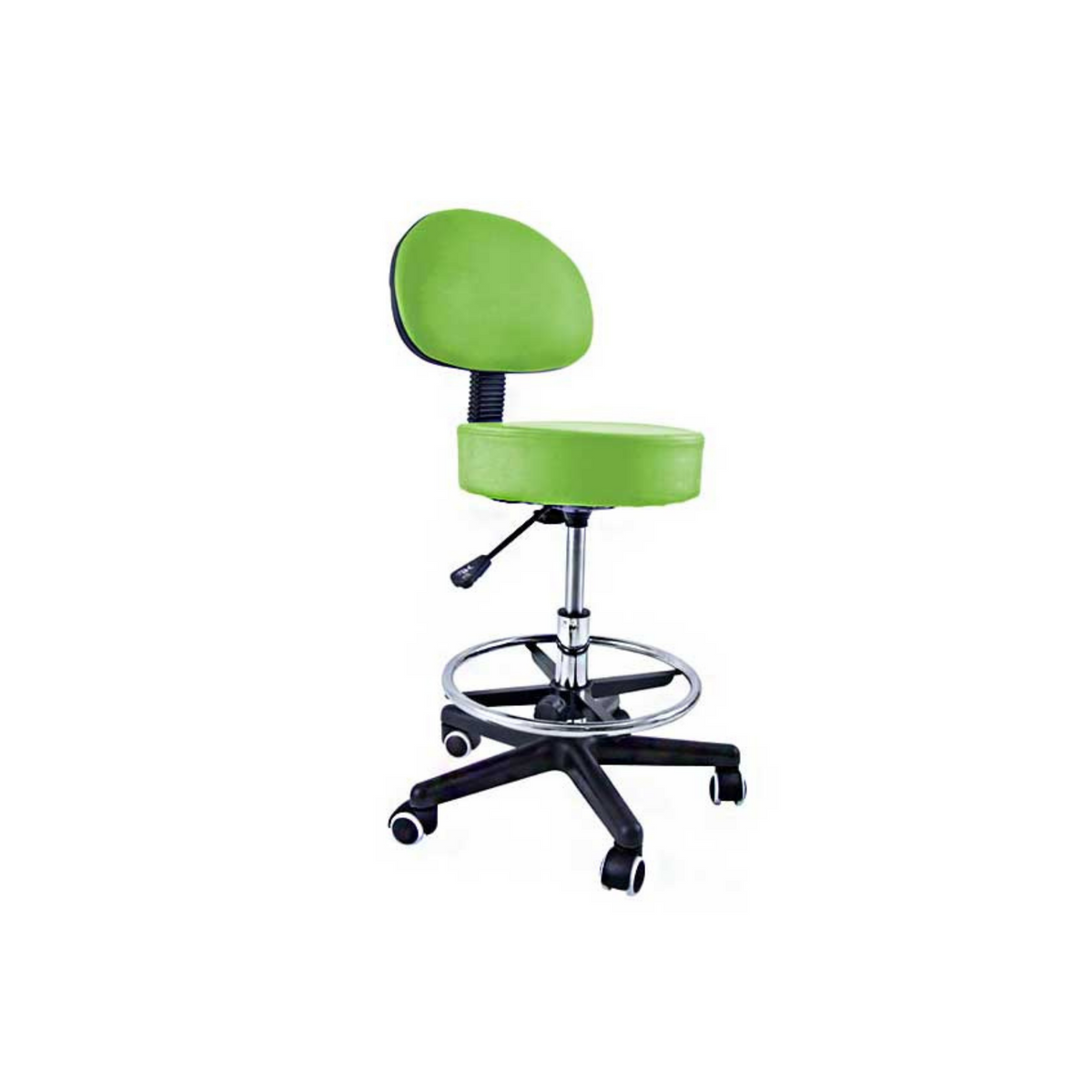 Stool with backrest and footrest chrome base - 8 colors
