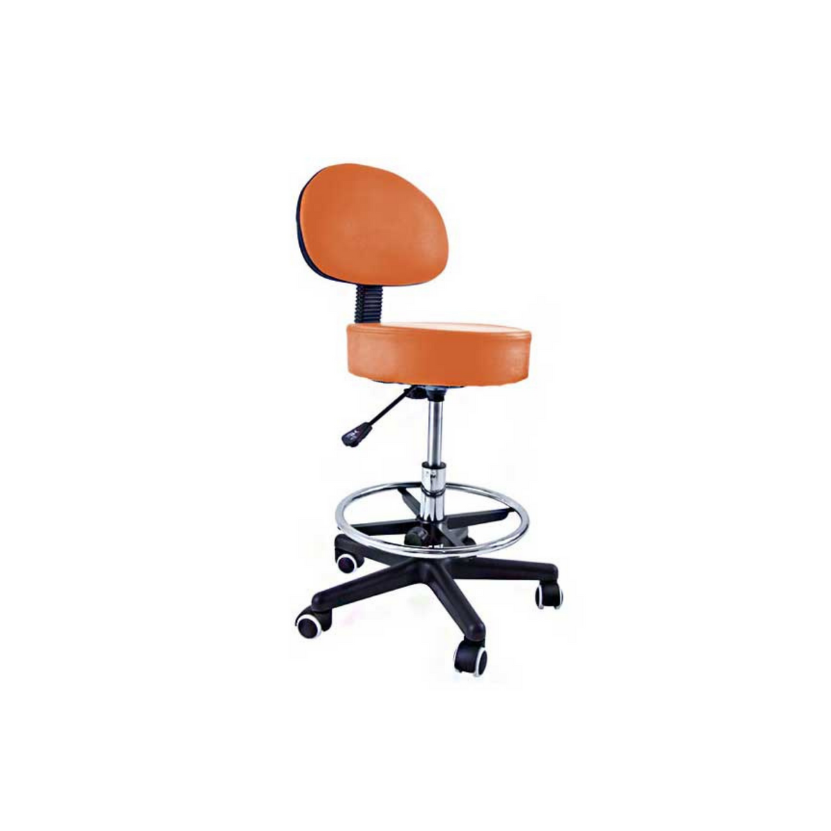 Stool with backrest and footrest chrome base - 8 colors