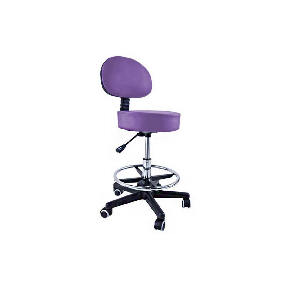 Stool with backrest and footrest chrome base - 8 colors