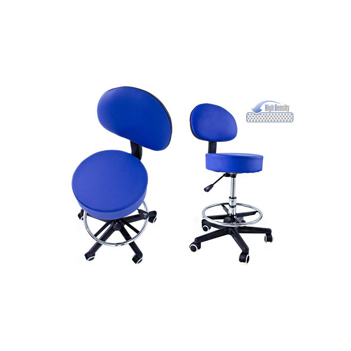 Stool with backrest and footrest chrome base - 8 colors