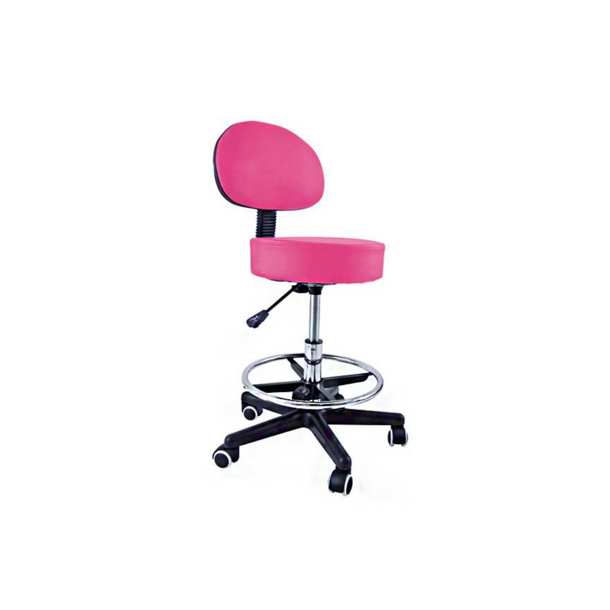 Stool with backrest and footrest chrome base - 8 colors