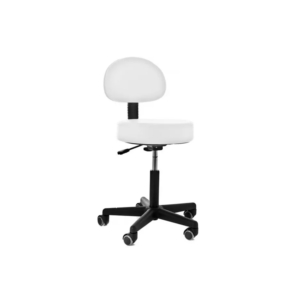 Covered stool - with backrest - gas lift - 5 castors