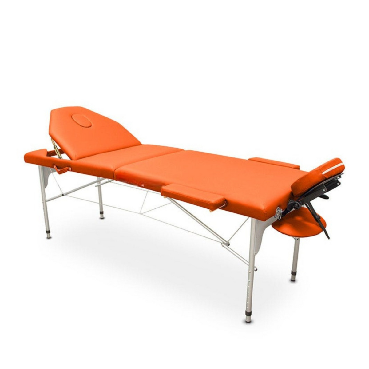 Folding aluminum massage table 194 x 70 cm with reclining backrest - 5 colors