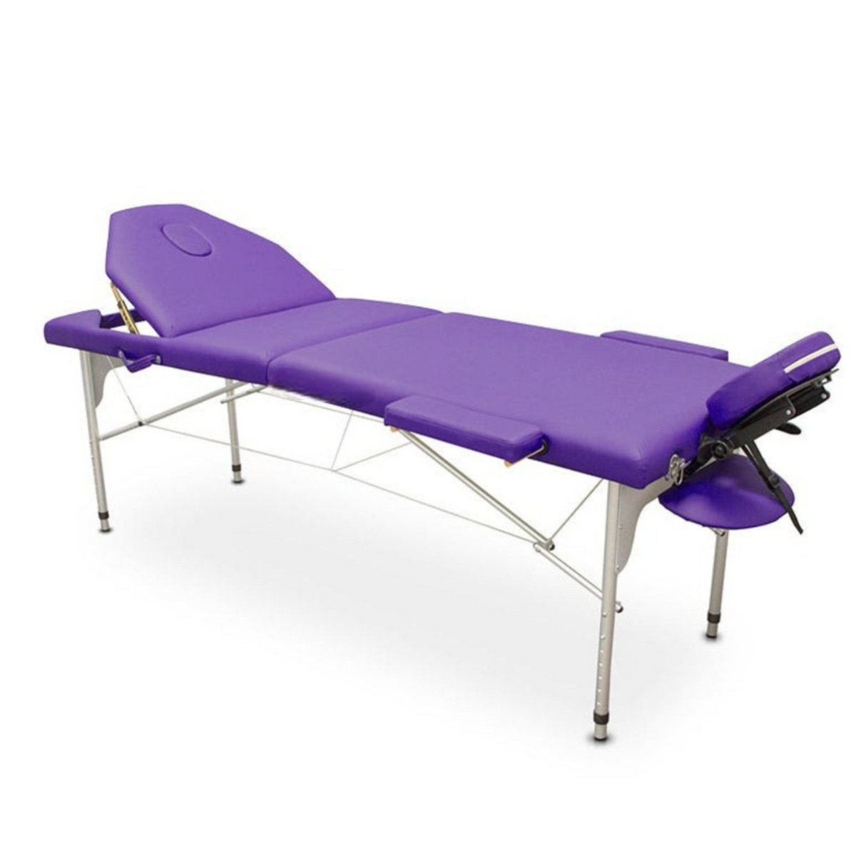 Folding aluminum massage table 194 x 70 cm with reclining backrest - 5 colors