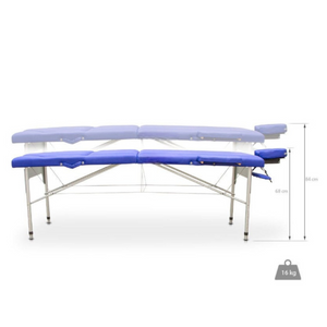 Folding aluminum massage table 194 x 70 cm with reclining backrest - 5 colors