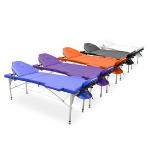 Folding aluminum massage table 194 x 70 cm with reclining backrest - 5 colors