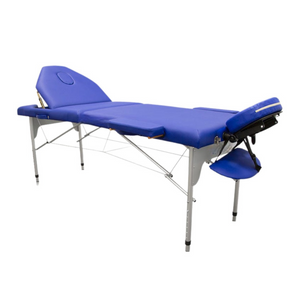 Folding aluminum massage table 186 x 66 cm with reclining backrest - 7 colors