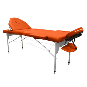 Folding aluminum massage table 186 x 66 cm with reclining backrest - 7 colors