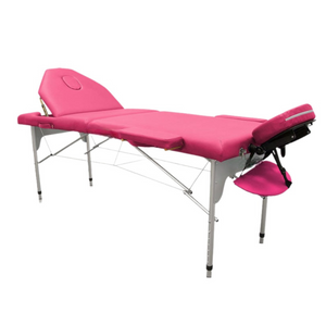 Folding aluminum massage table 186 x 66 cm with reclining backrest - 7 colors