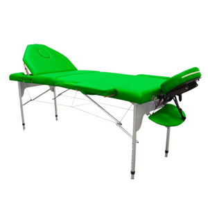 Folding aluminum massage table 186 x 66 cm with reclining backrest - 7 colors