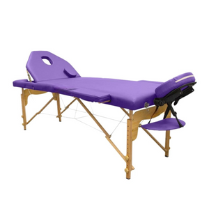 Folding wooden massage table 186 x 66 cm with reclining backrest - 6 colors