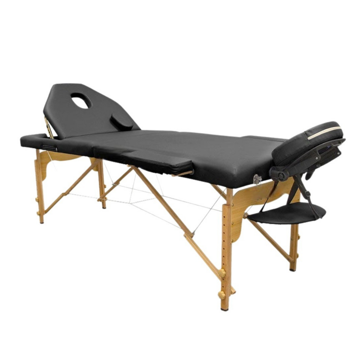Folding wooden massage table 186 x 66 cm with reclining backrest - 6 colors