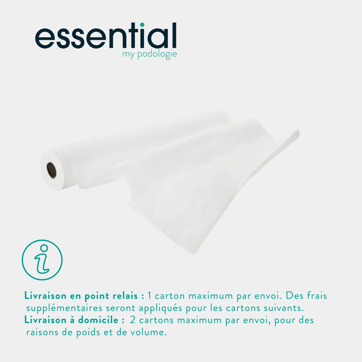 9 rolls White examination sheets - 121 sizes - 2 Essential embossed plies 