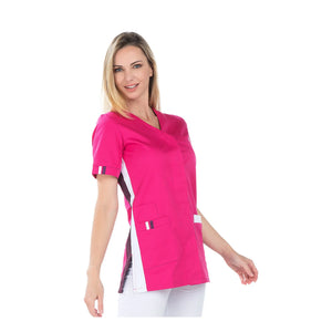 Amélie - Tunic - Short sleeves - Women - 75 cm My Blouse  Sergé-Rhodamine-Iris-T7-XXXXL