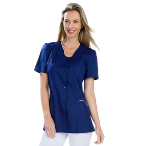 Anaïs - Tunic - Short Sleeves - Women - 75cm My Blouse Twill-Navy-White-T6-XXXL