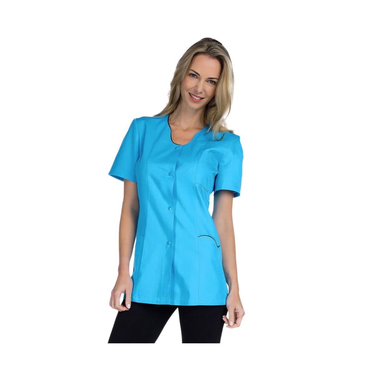 Anaïs - Tunic - Short Sleeves - Women - 75cm My Blouse  Sergé-Atoll-Black-T6-XXXL
