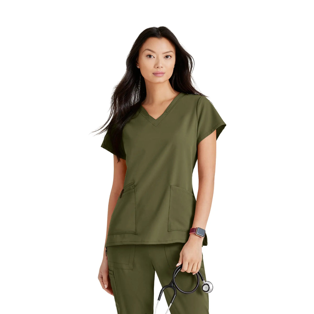 Aria - V-neck tunic - Women - Barco Unify BARCO  Olive Green / XL