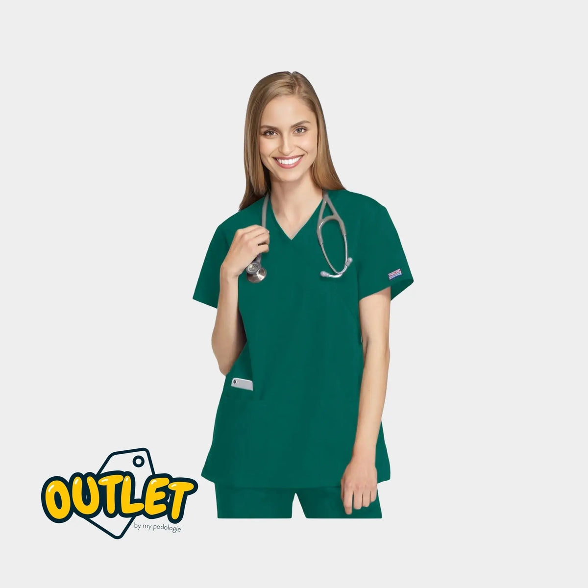 Bayonne - Tunique médicale effet cache-coeur  - Femme - 72 cm - Cherokee - Fin de série Cherokee Authentic Workwear 
