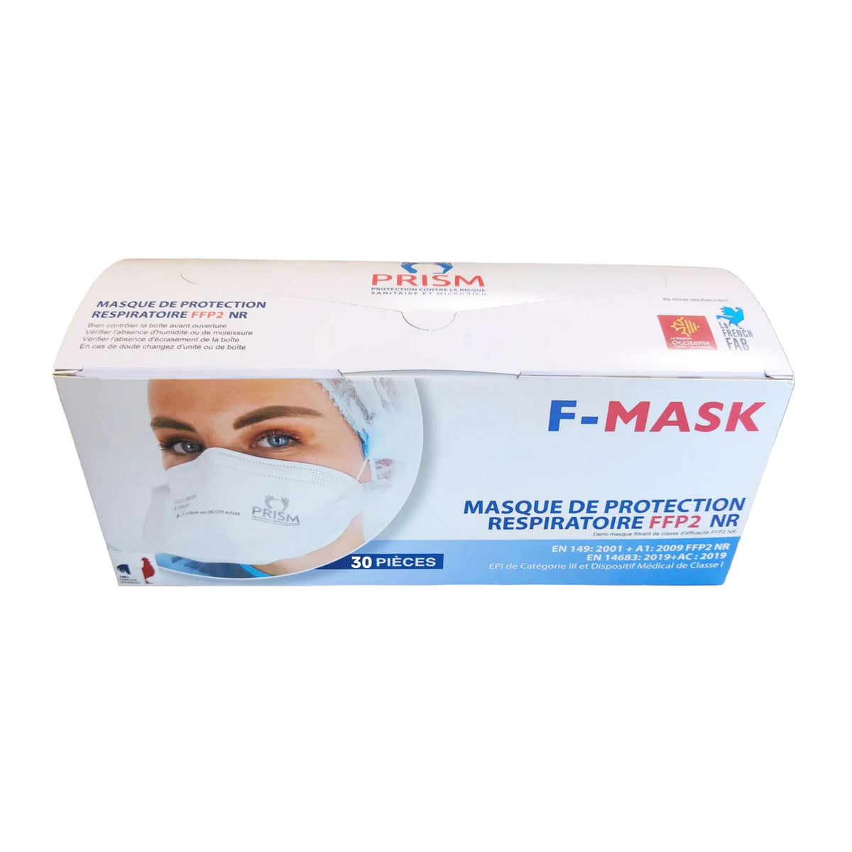 Box of 30 white FFP2 masks - Made in France - Prism