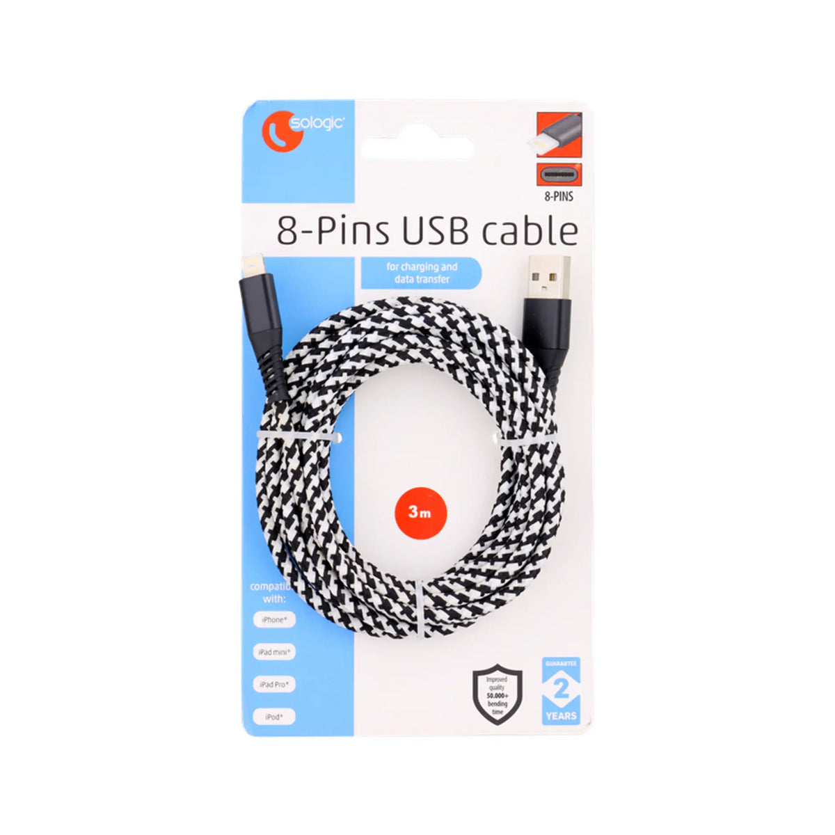 Lightning to USB cable for iPhone / iPad / iPod textile - 2 different sizes My Podiatry 