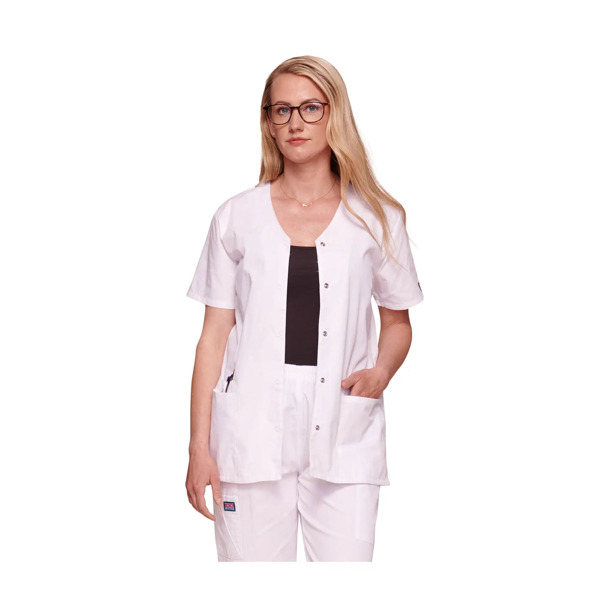 Calais - V-neck snap button tunic - Women - Cherokee Cherokee Authentic Workwear 