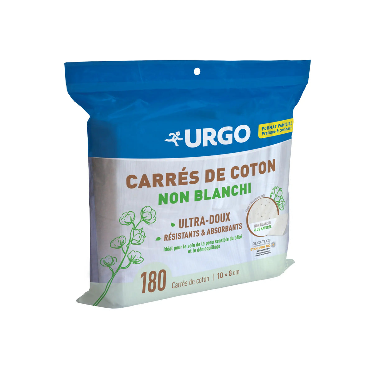 Unbleached cotton squares - bag of 180 - 10x8 cm - Urgo Urgo 