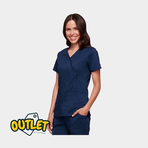 Cayenne Navy Blue - Size XS - Cherokee women's wrap tunic // End of series Cherokee Authentic Workwear 