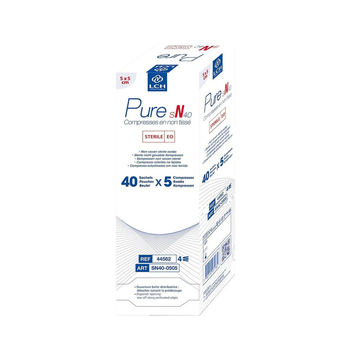 Sterile non-woven compress - Pack of 5 compresses - 40g/m2 - LCH