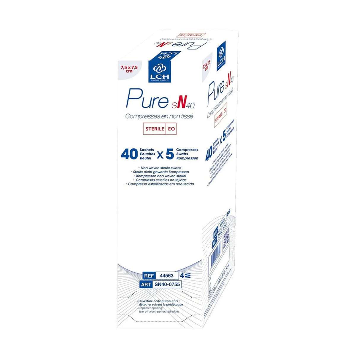 Sterile non-woven compress - Pack of 5 compresses - 40g/m2 - LCH