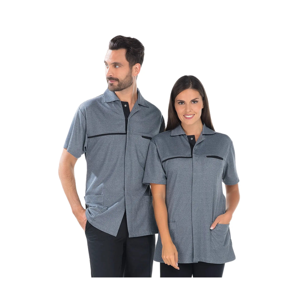 Cyrille - Short Sleeve Tunic - Mixed - 75 cm My Blouse  Grey-heather-Black-T6-XXXL
