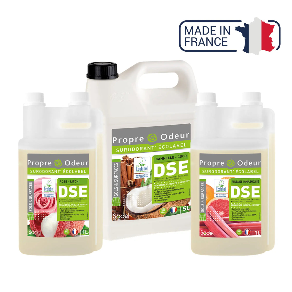 DSE - Ecolabel Superodorant Detergent - 3 flavors - Sodel Propre Odeur 