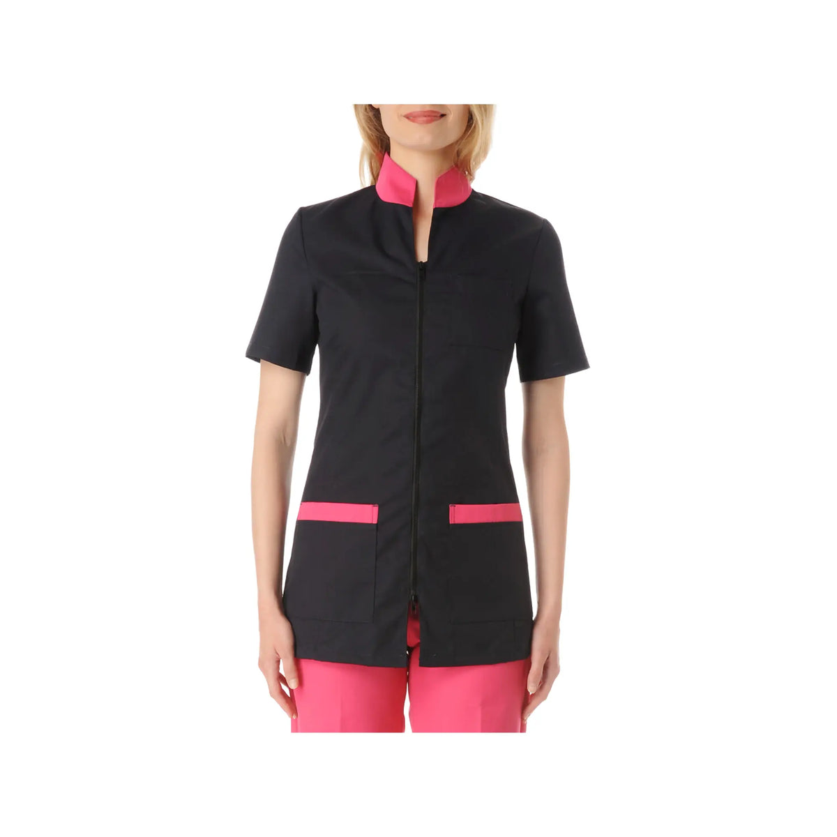 Danaé - Blouse Manches courtes - Femme - 73 cm - Phirejo Phirejo  Noir-Rose-2XL