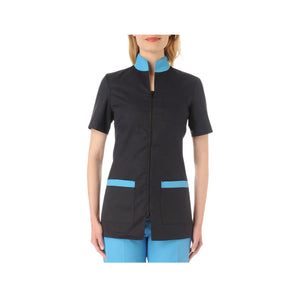 Danaé - Blouse Manches courtes - Femme - 73 cm - Phirejo Phirejo  Noir-Turquoise-2XL