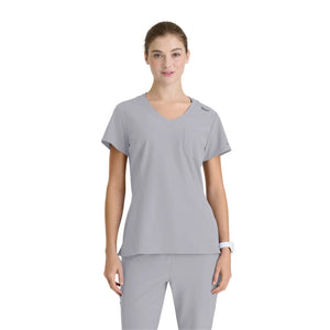 Dignity - V-Neck Tunic - Women - Skechers SKECHERS  Light Gray / XL