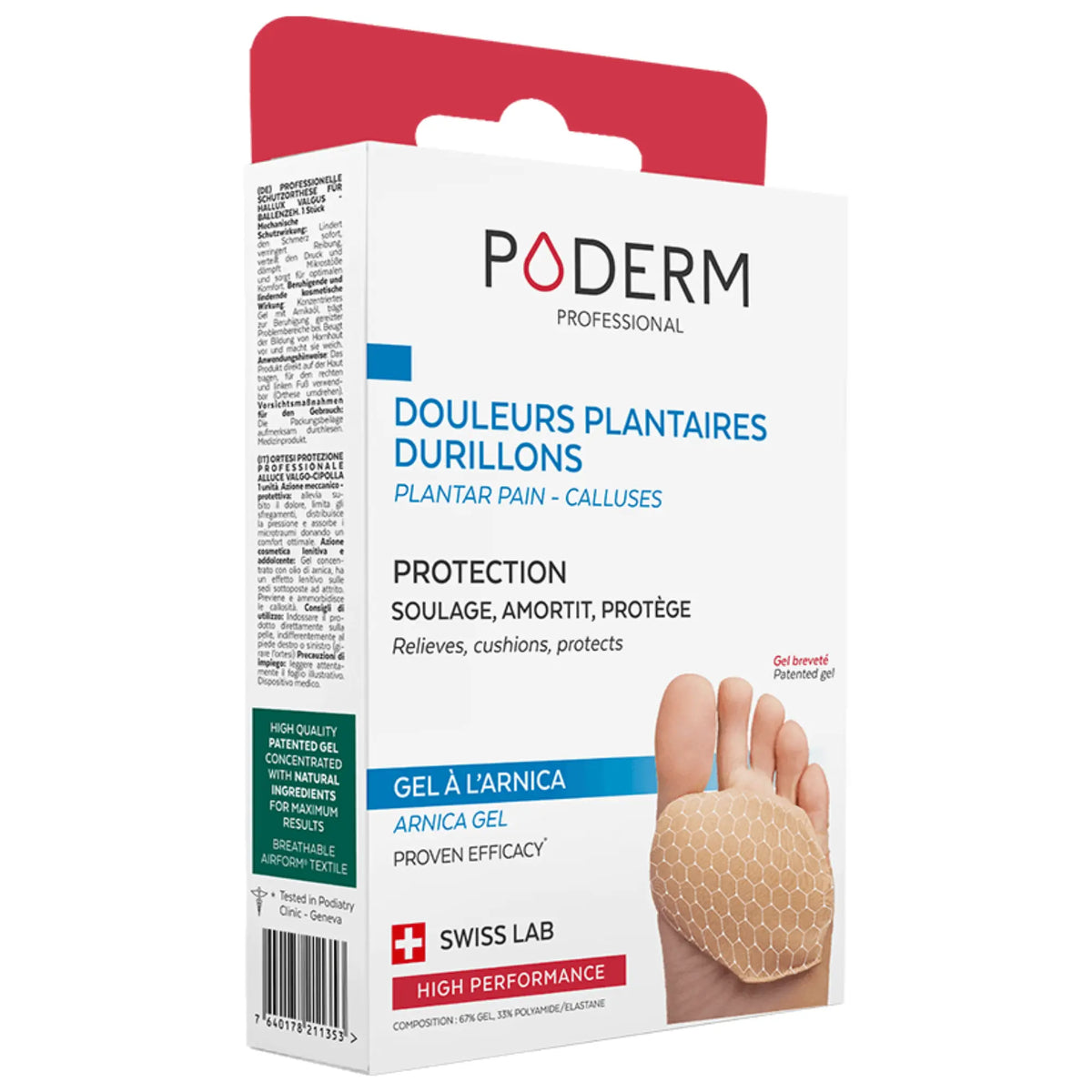 Dolor plantar y callosidades - Gel de árnica protección - Poderm Professional 
