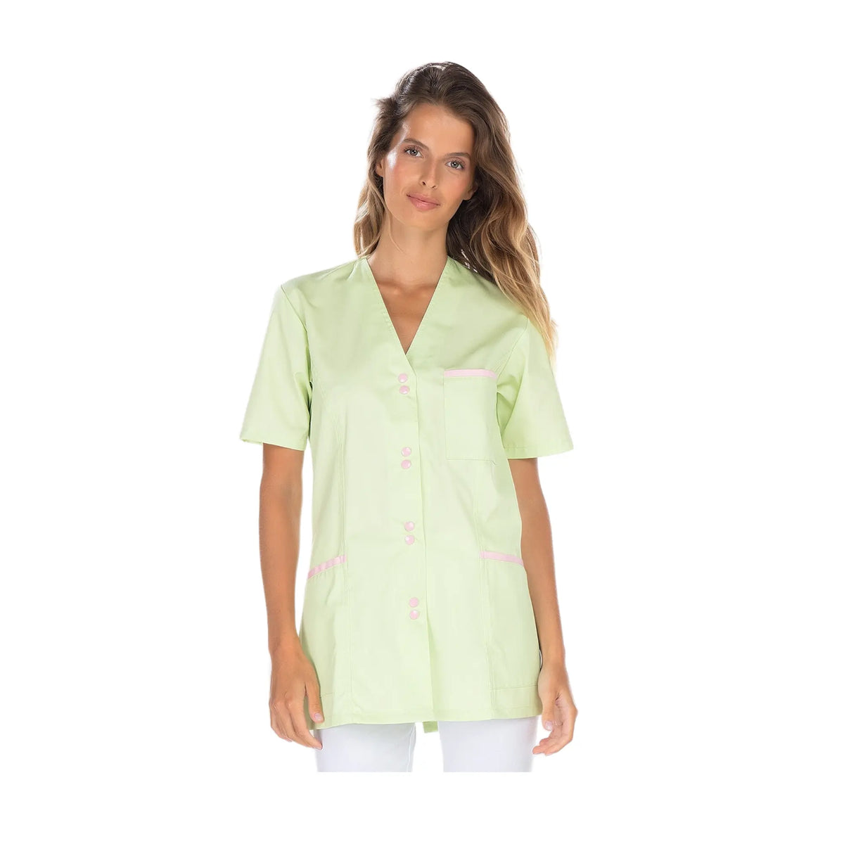 Ella - Túnica - Manga corta - Mujer - 75 cm My Blusa Sergé-Anis-Rosa-T6-XXXL